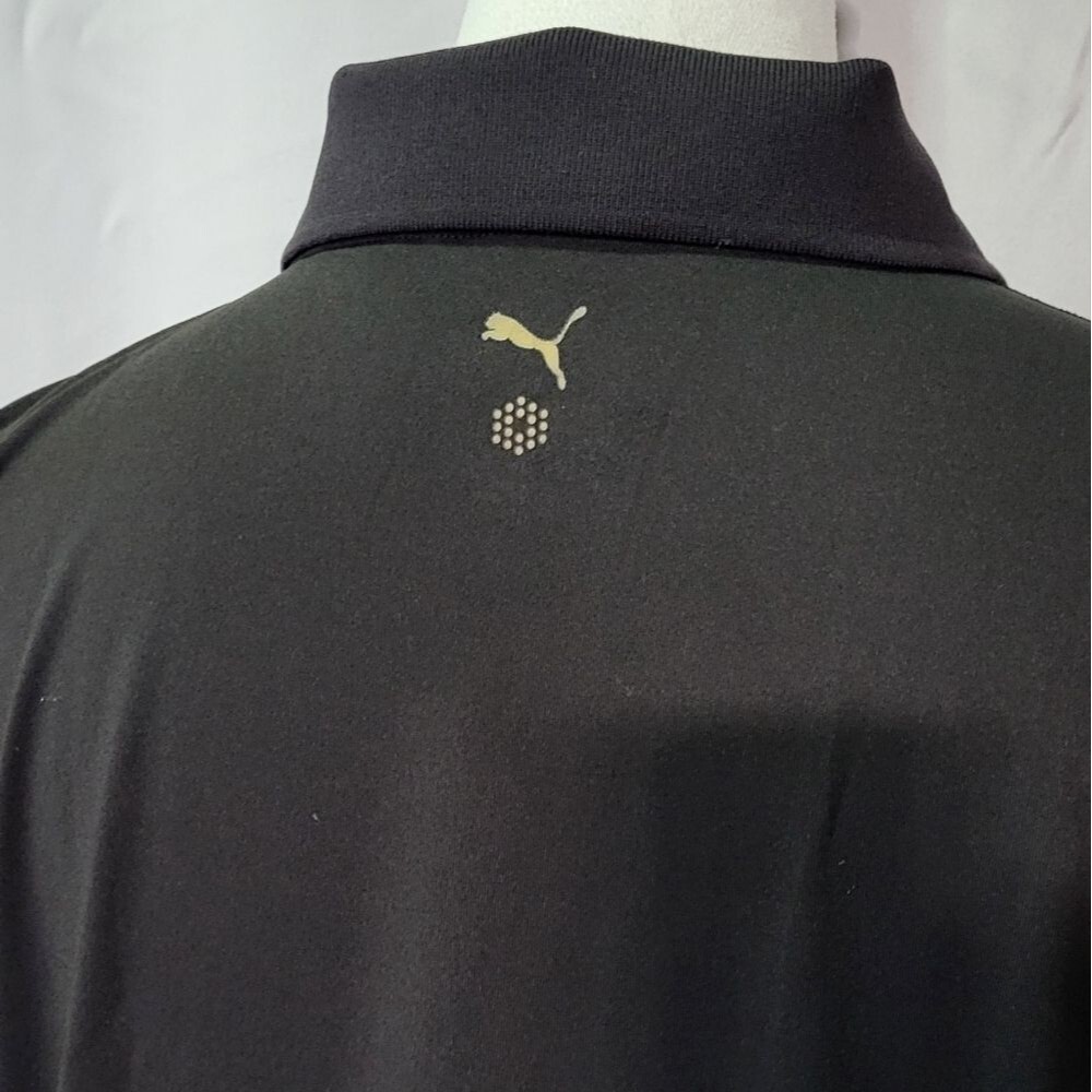 Puma Sport Lifestyle Men's Black Logo Print Short Sleeve Polo Shirt Size Large - Picture 6 of 8
